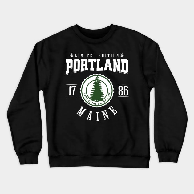 Portland Maine Pine Tree Whoopie Pie Crewneck Sweatshirt by BubbleMench